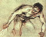 Nude Canvas Paintings - Kneeling Male Nude